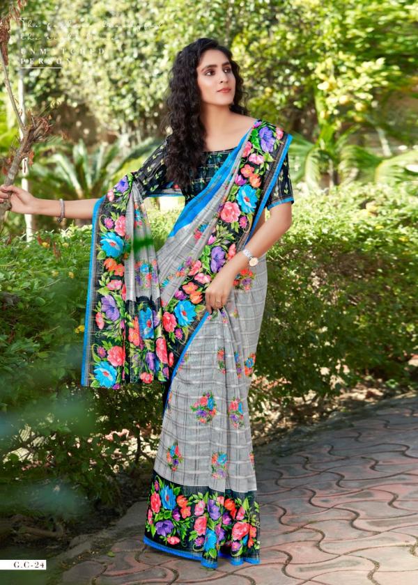 Shreyans Gaza Cheks 2 Soft Linen Slub Cotton Saree Collection